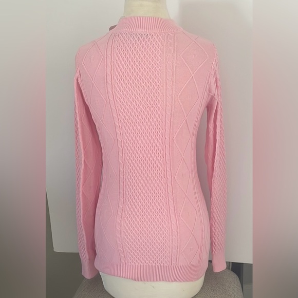 Nivo ladies V Neck Cable Knit Long Sleeve Sweater in M Golf Tennis NWT - Picture 2 of 5